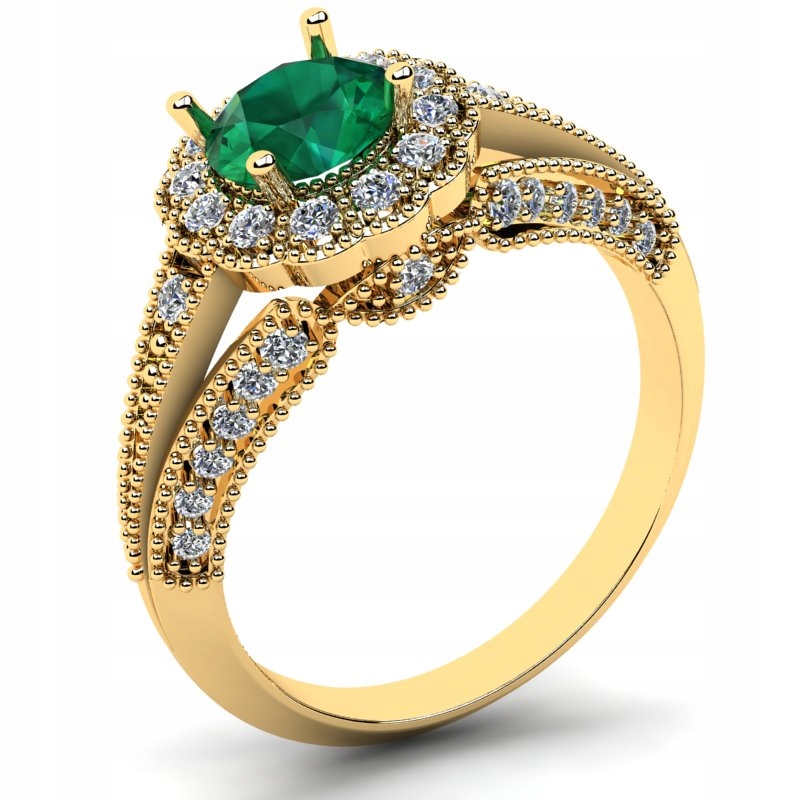 

Pierścionek Złoty Królewski Z Zieloną Cyrkonią 6MM