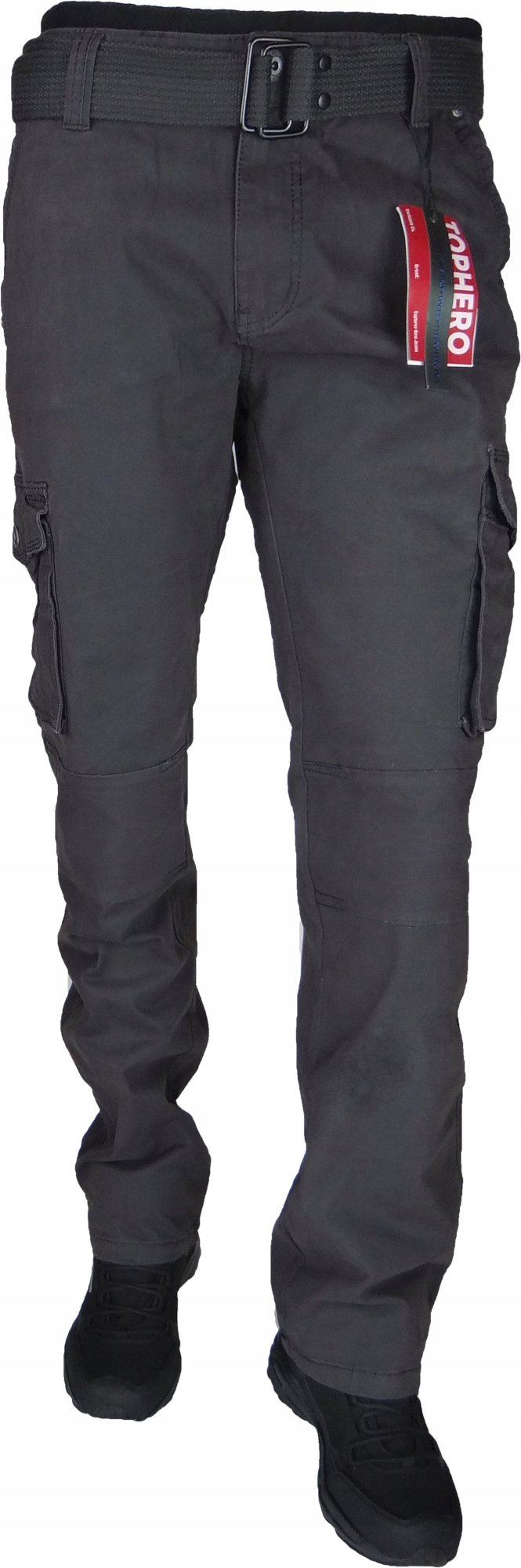 SPODNIE BOJÓWKI SZARE STRETCH z Paskiem Różne Rozmiary r. 40 IT/Th-7 Rozmiar 40