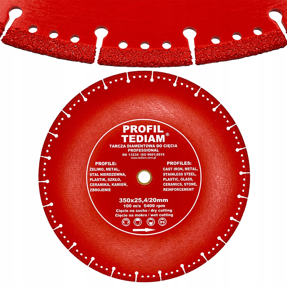 Diamantový Kotouč Pro Řezání Profilů 350x25,4 litina kov sklo multi 100 m/s