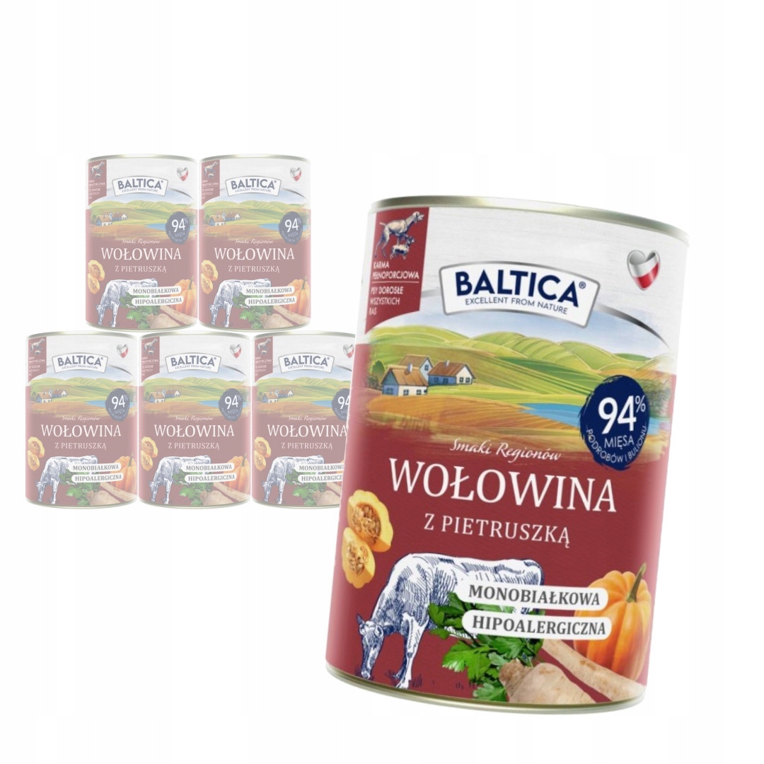 Levně Baltica Hovězí maso s petrželkou 6x400 g Bezobilné Vlhké Krmivo pro psy
