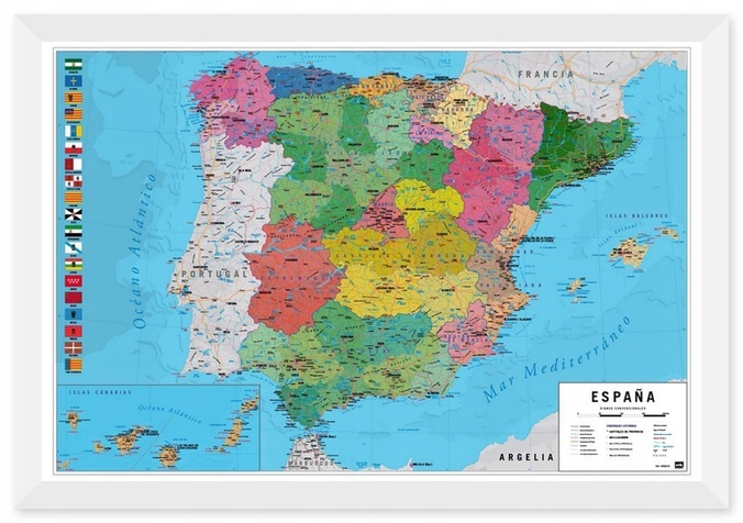 Administracyjna Mapa Hiszpanii Plakat 91,5x61 cm EAN (GTIN) 8435107834692
