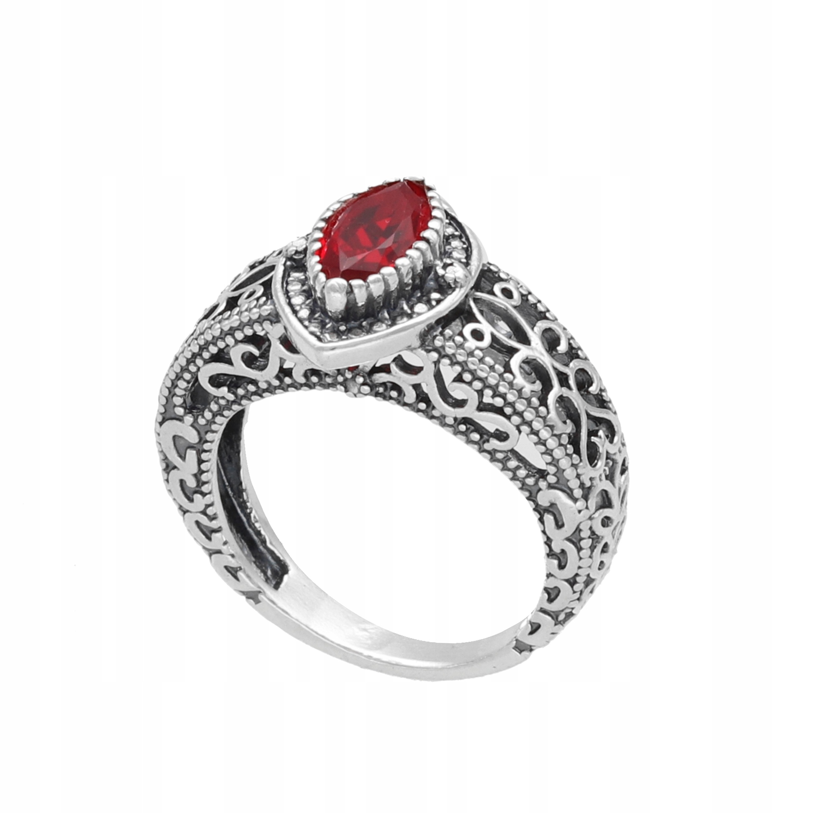 Prstýnek s rubínovou zirkonií stříbro vel. 14