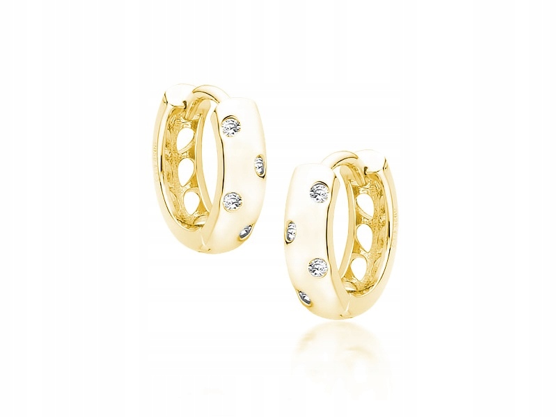 

Srebrne Pozłacane Kolczyki Cyrkonie Kółka Koła