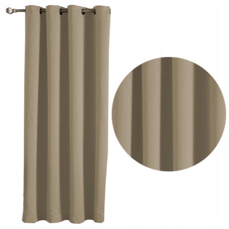 Hrubá Závěs Blackout 175x245 Záclony béžová mocca