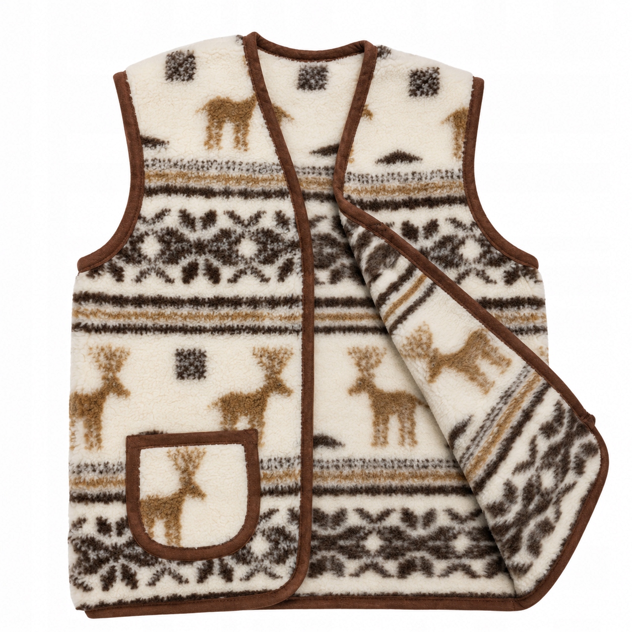 Vlněná vesta Serdak 100% vlna merino Dámská Pánská 4XL Sob Hnědá