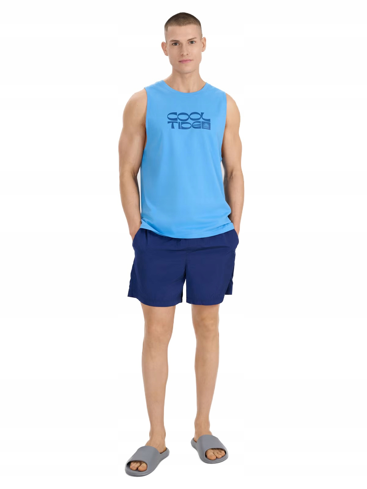 4F Koszulka Męska Bez Rękawów Tank Top 4FWSS25TSLEM123-33S Niebieska M