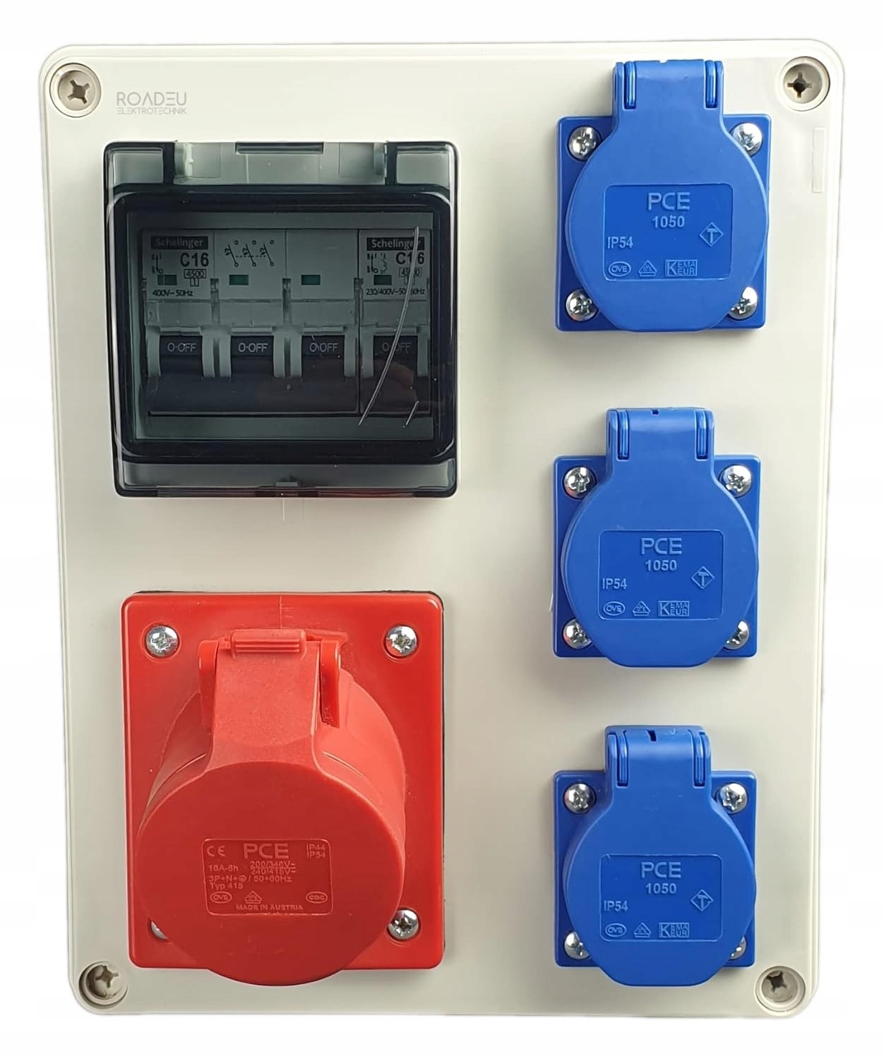 Elektrický rozvaděč zásuvka 16A 5P, 3x 230V nadproudová ochrana
