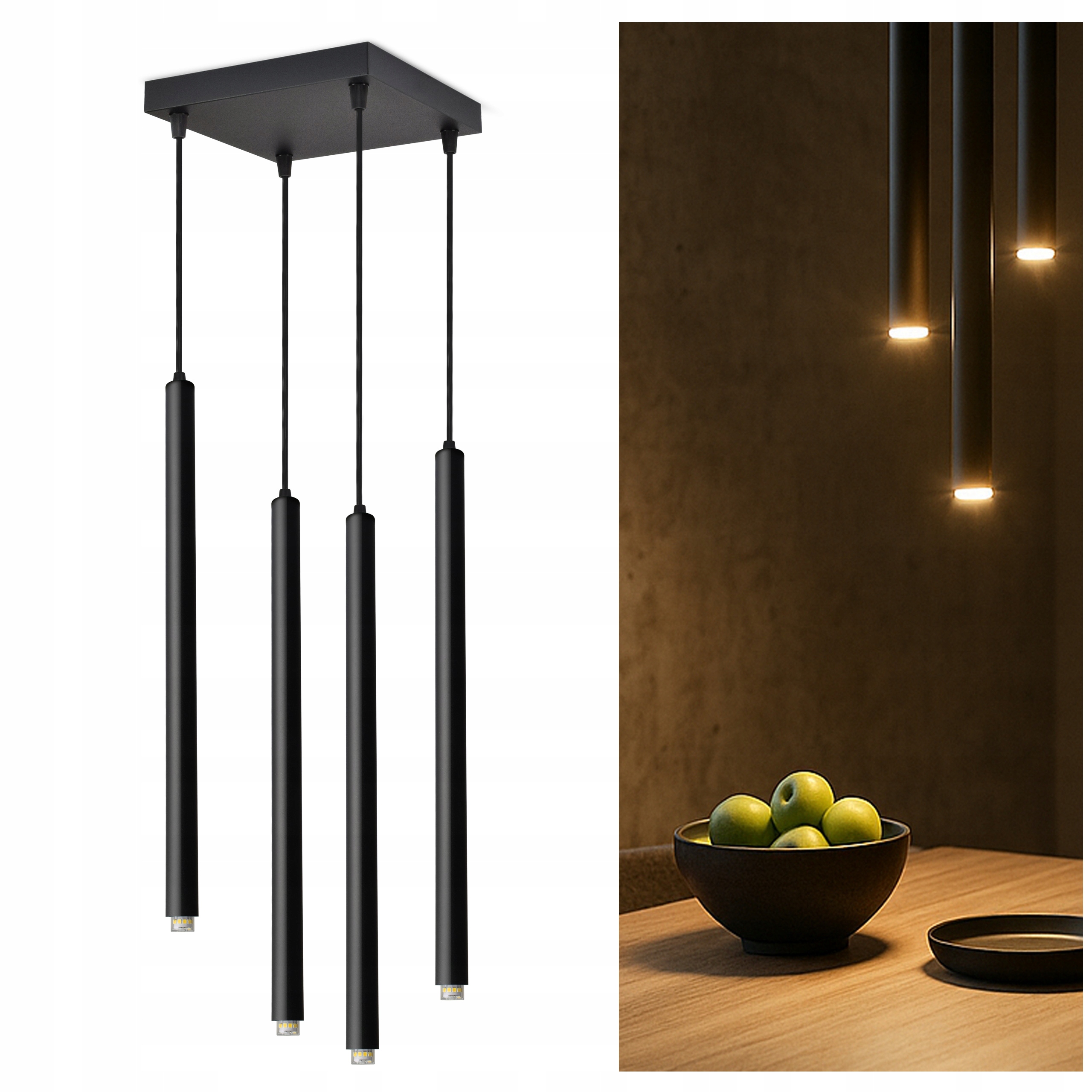 Stropná závesná lampa Laser Sopel Tuba 853-AZ4 čierna G9 4-bodová Led