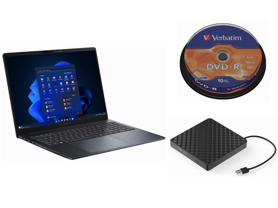 Laptop Asus Windows 11 Pro Intel Core Ultra 5 Zewnętrzny Napęd DVD 10