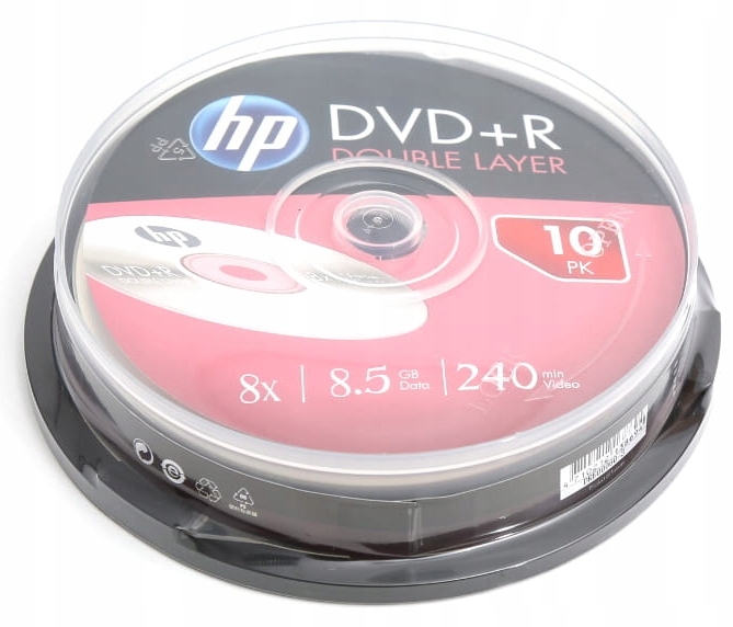 

Hp płyty Dvd+r DL 8,5GB x8 Dwuwarstwowe Cake 10