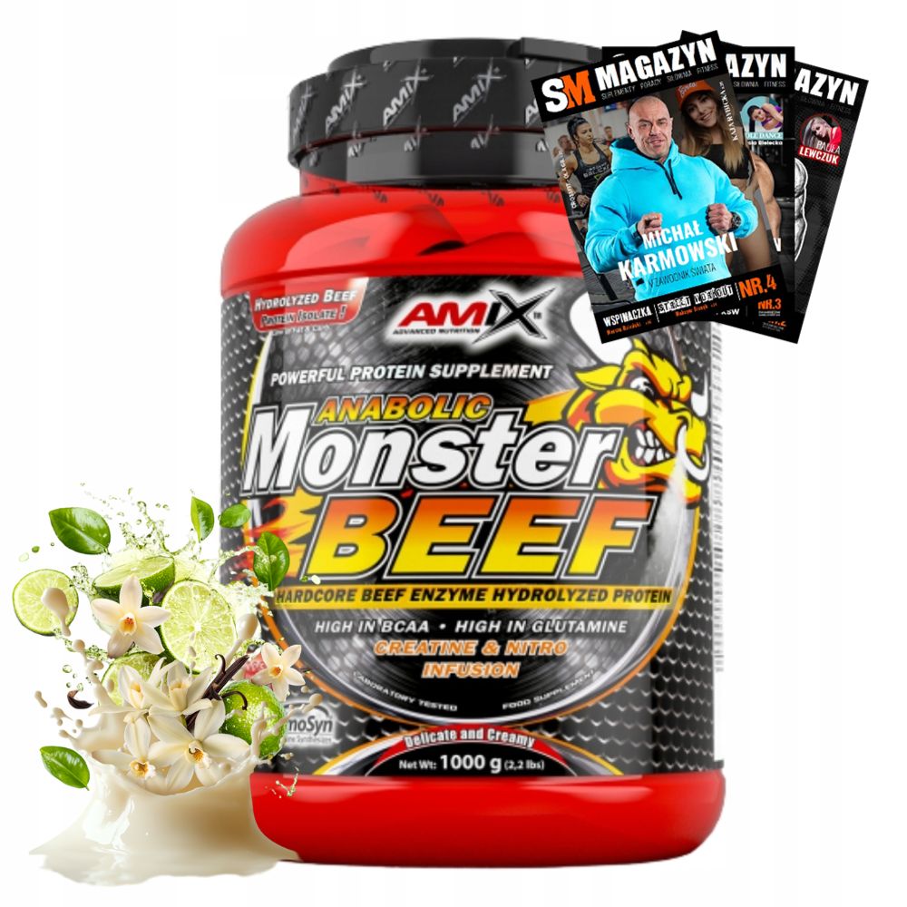 Amix Anabolic Monster Beef 90% 1000 g Bílkoviny Izolát Doplněk Stravy Wph Masa Svaly