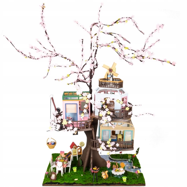 Diy Miniaturowy Domek Na Kwitnącym Drzewie Diy Puzzle 3D