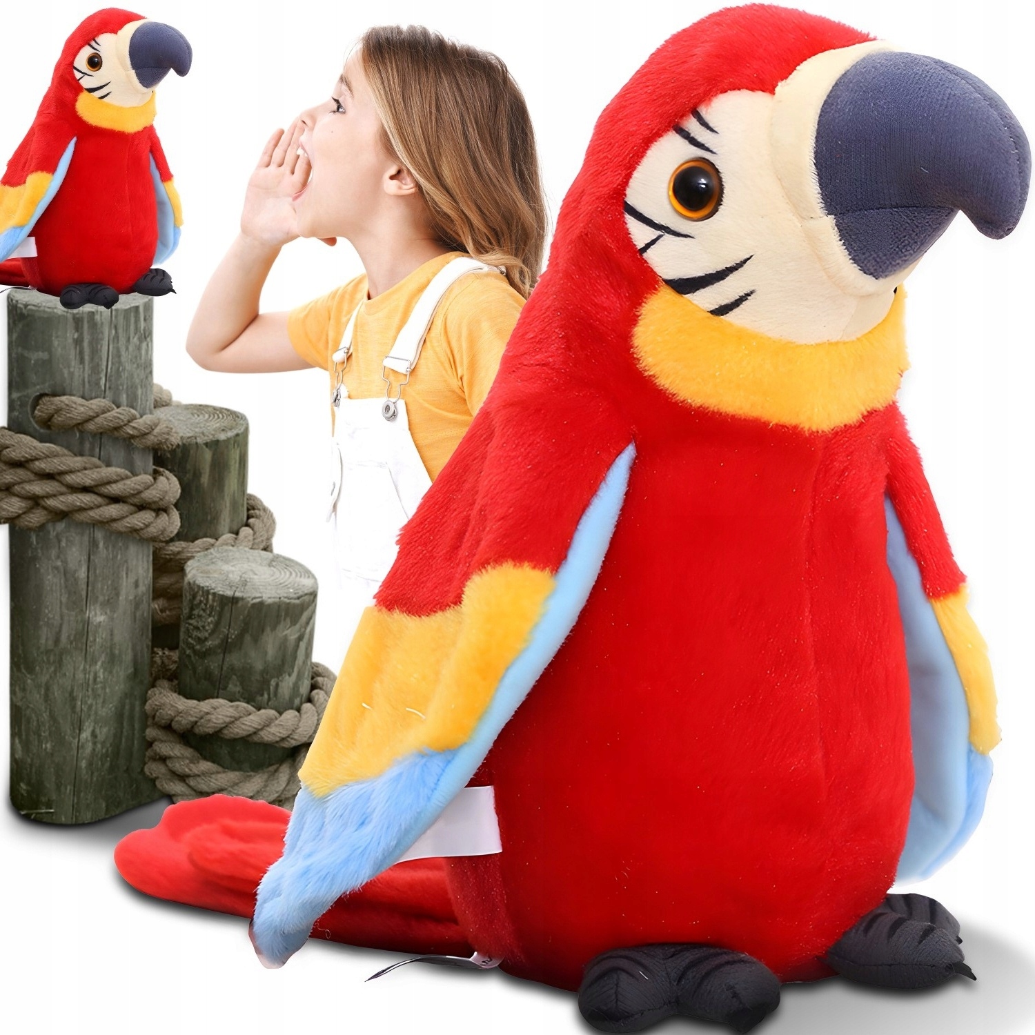 GADAJĄCA PAPUGA INTERAKTYWNA POWTARZA TAŃCZY MÓWI PRZEDRZEŹNIACZ MASKOTKA