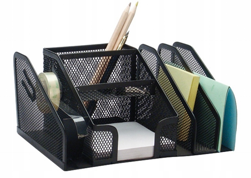 PRZYBORNIK BIURKO 6 KOMÓR DYSPENSER TAŚM METAL x2 Stan opakowania oryginalne