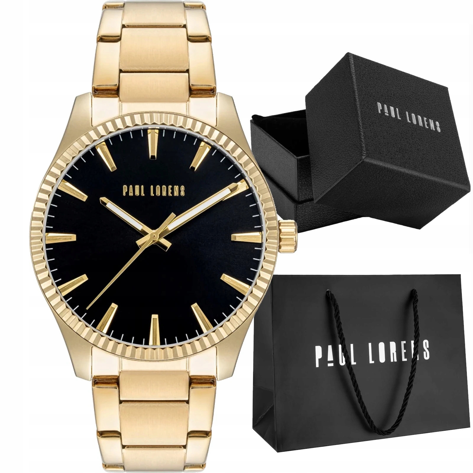 Klasické pánské hodinky Paul Lorens na zlatém ocelovém náramku