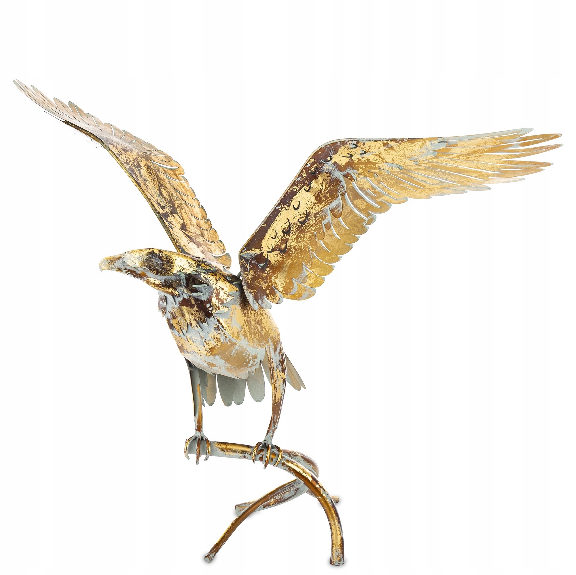 Kovová figurka Vták – Zlatá socha Dekoratívna figúrka do záhrady