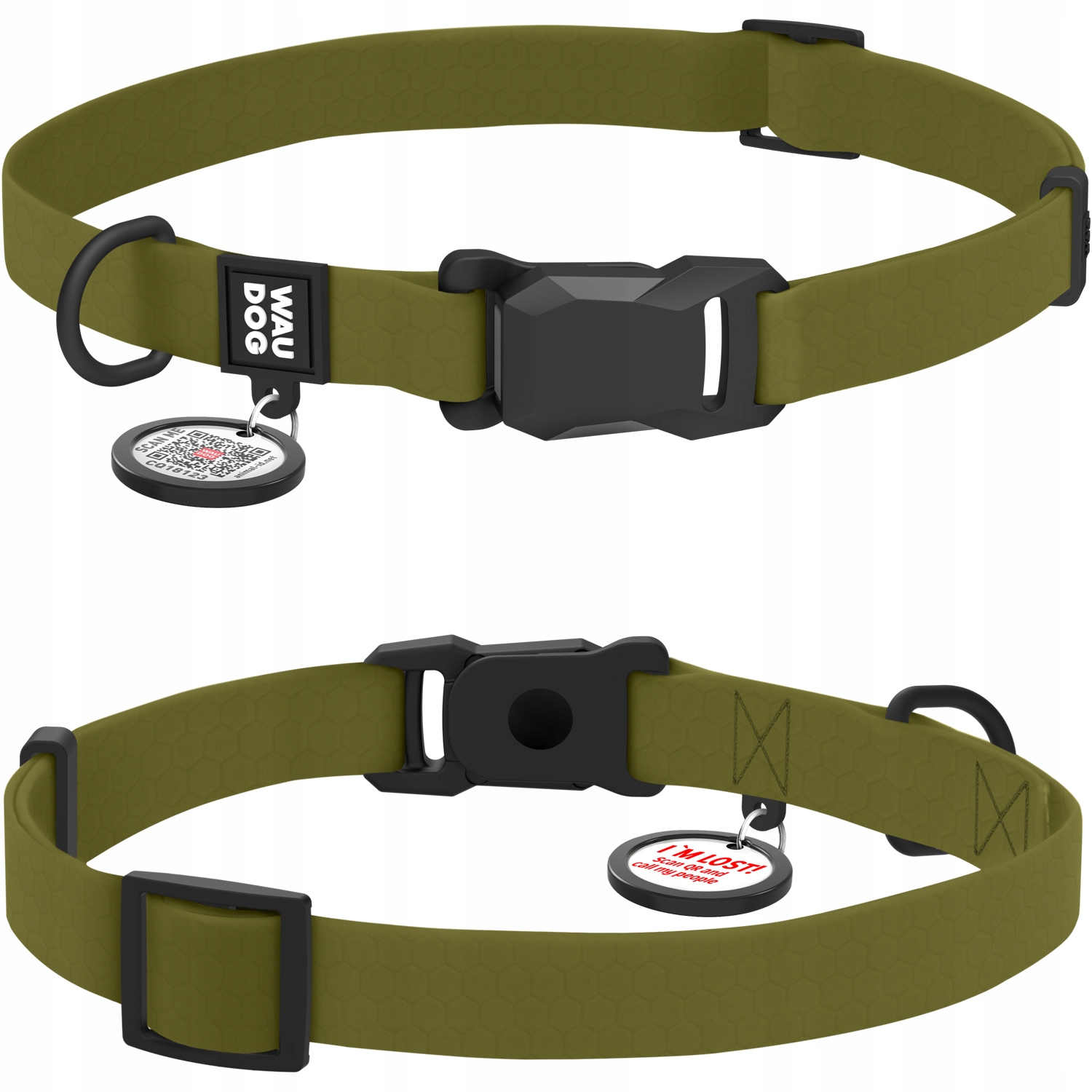 Voděodolná obojek pro psa, magnetická fastexová spona, khaki, velikost M