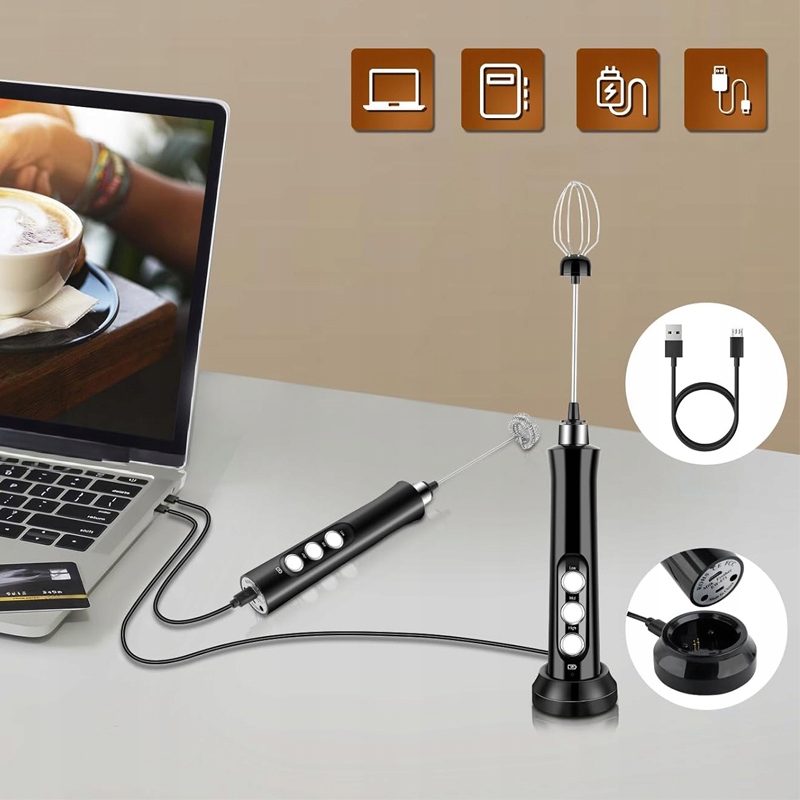 ELEKTRYCZNY BEZPRZEWODOWY SPIENIACZ UBIJACZ DO MLEKA MINI MIKSER USB 3w1 Rodzaj ręczny