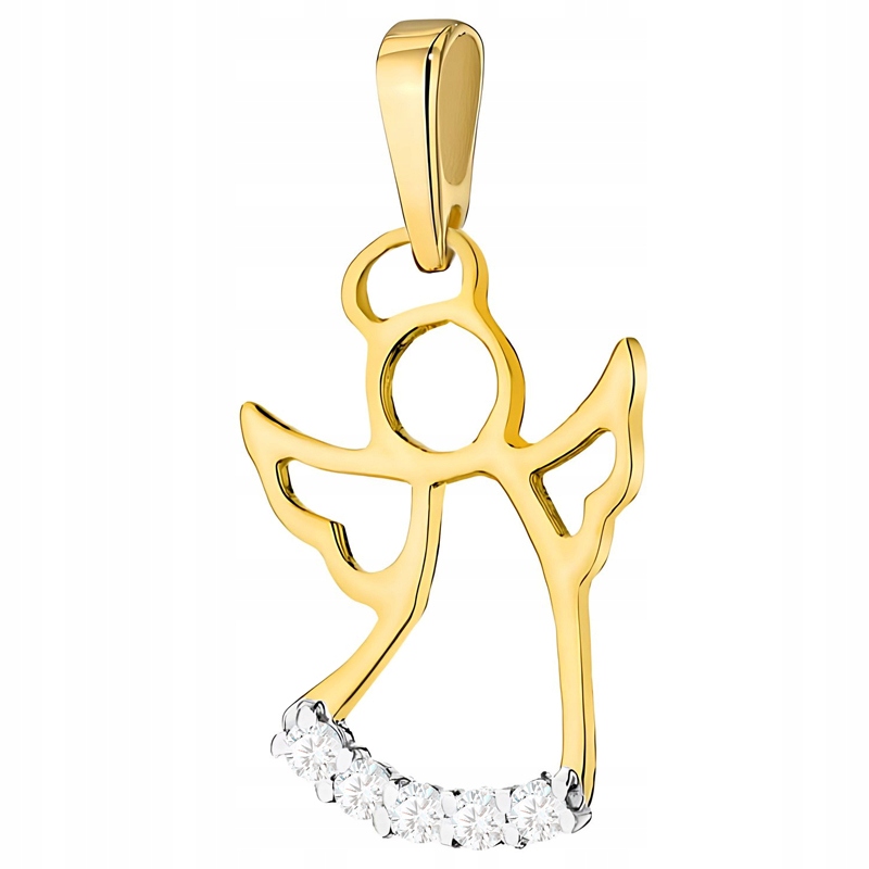 Zlatý Přívěsek pr.585 Anděl S Brilianty 0,07 ct