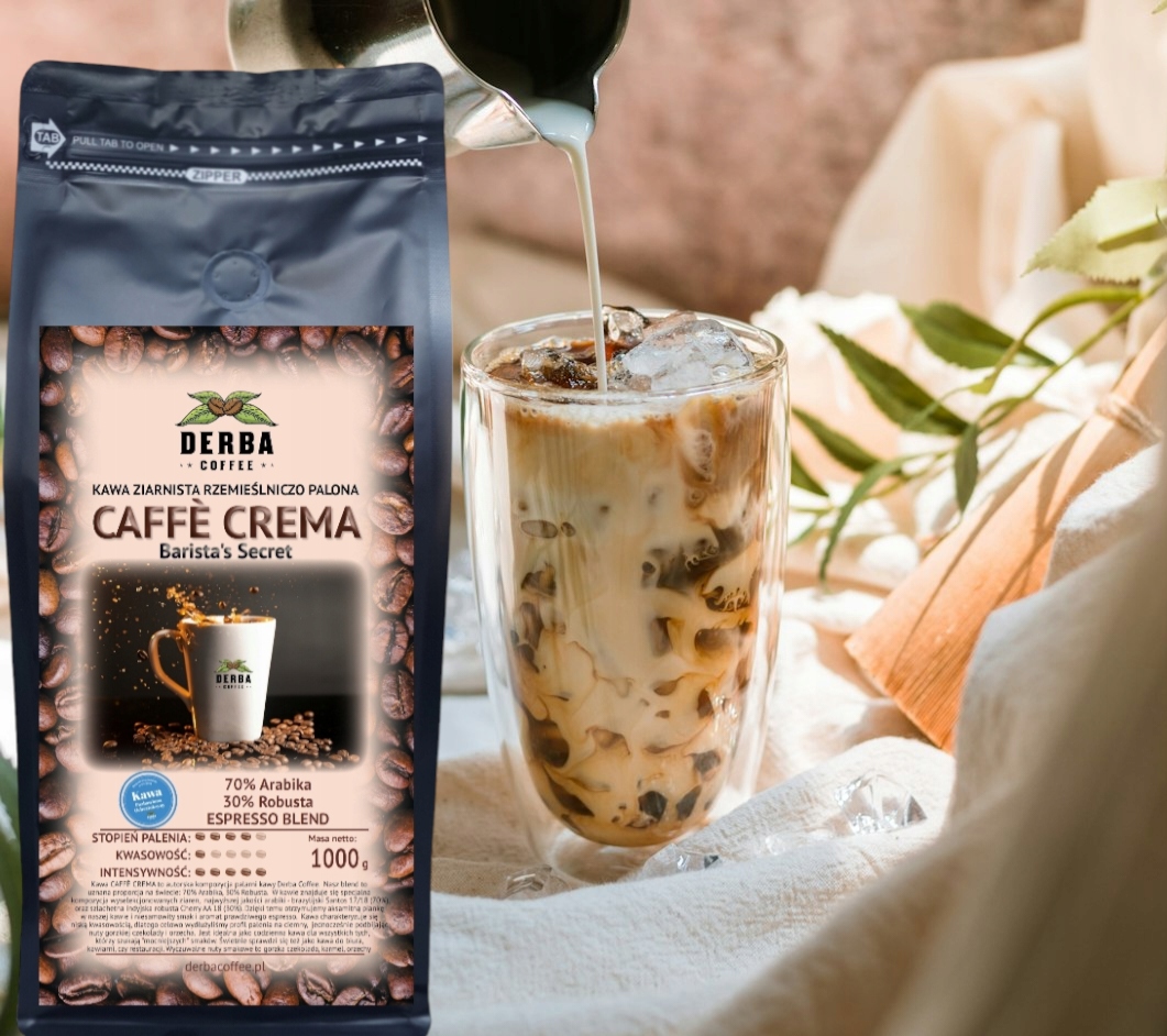 Kawa CAFFE CREMA 1kg ziarnista Świeżo Palona - Do Ekspresu - Sekret Baristy Wielkość opakowania (g) 1000 g
