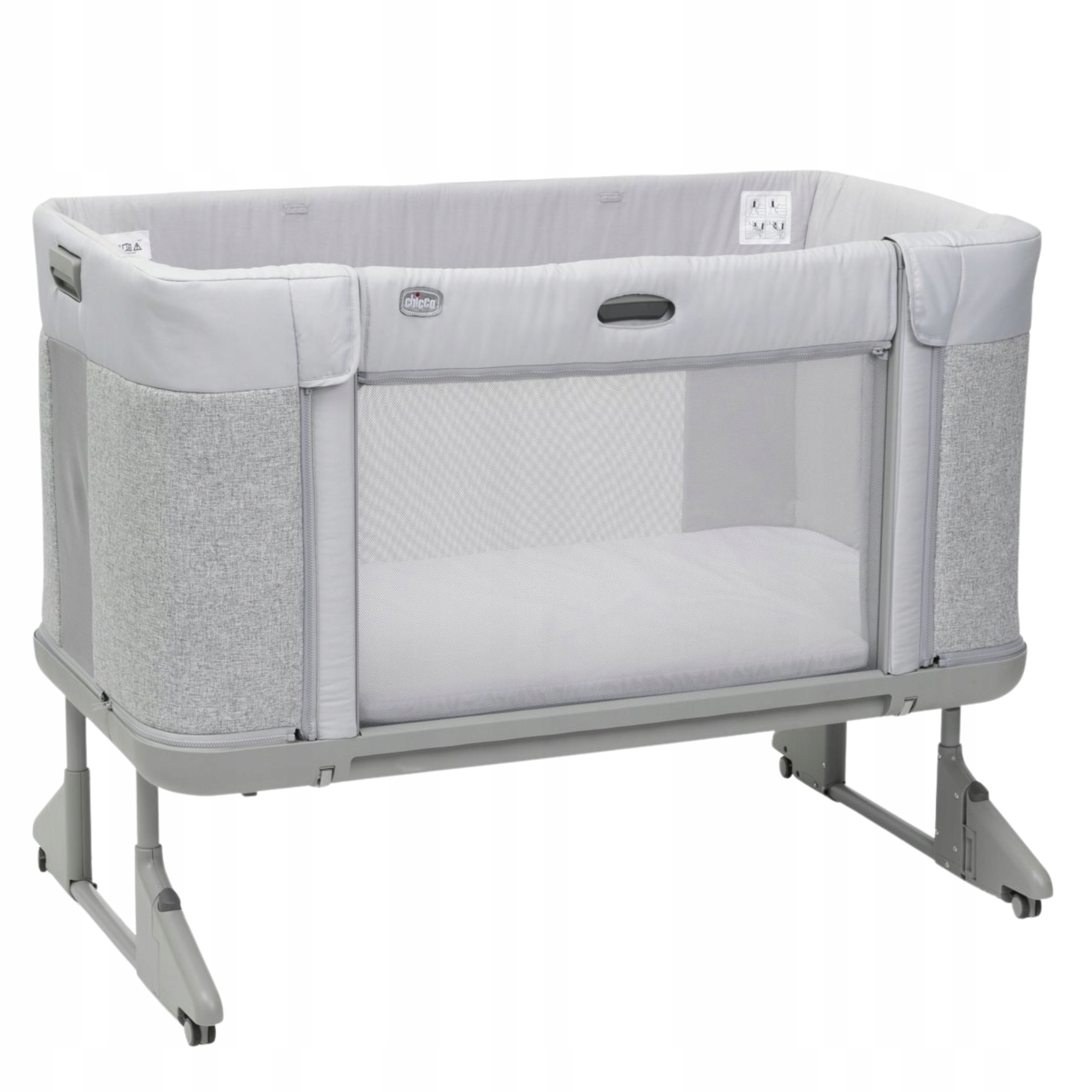 Chicco NEXT2ME Forever Ash Grey Cross Collection Łóżeczko Dostawne 3w1