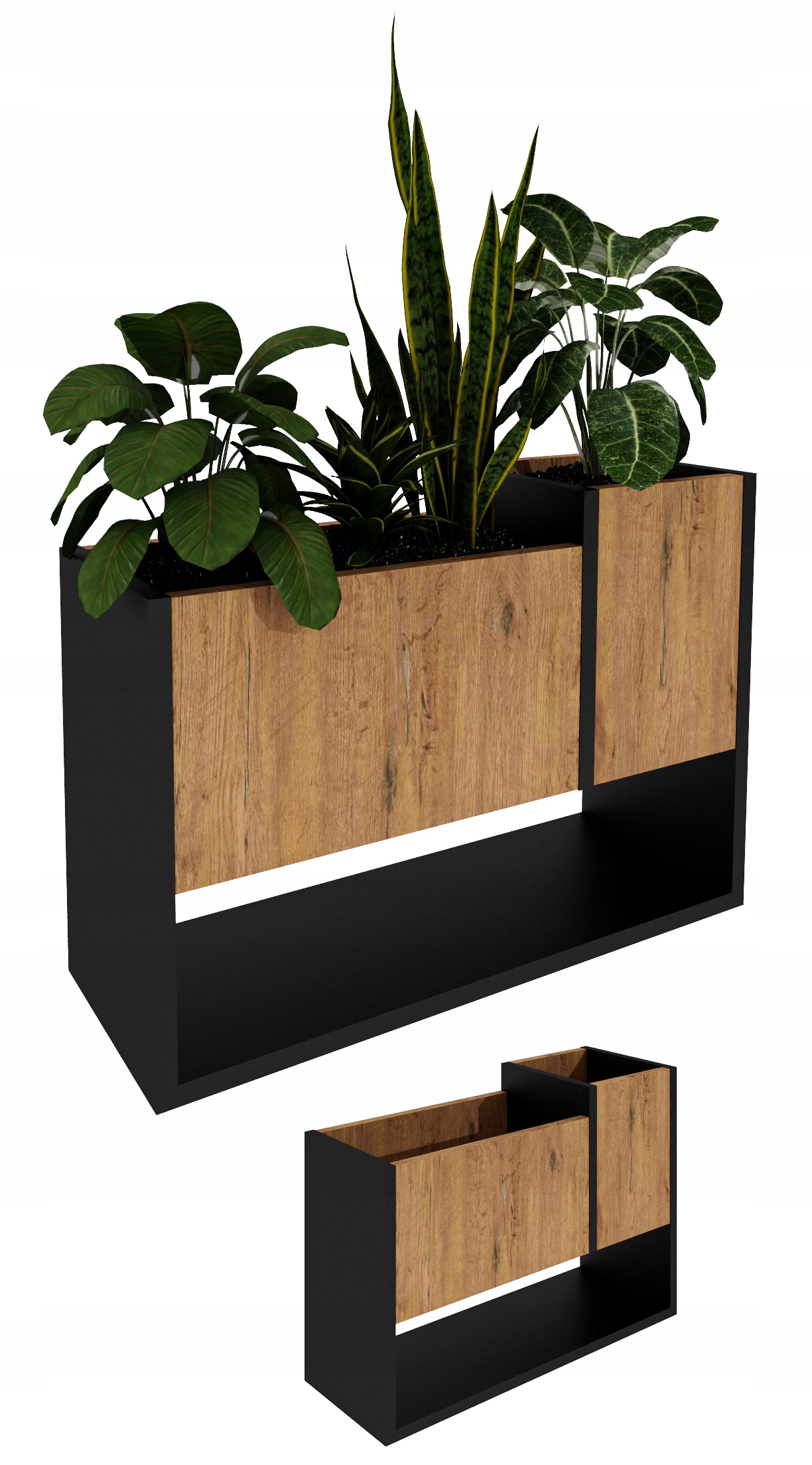 Stojanový květináč Květináč dřevěný loft Dub Lancelot 45x64,5x22,6