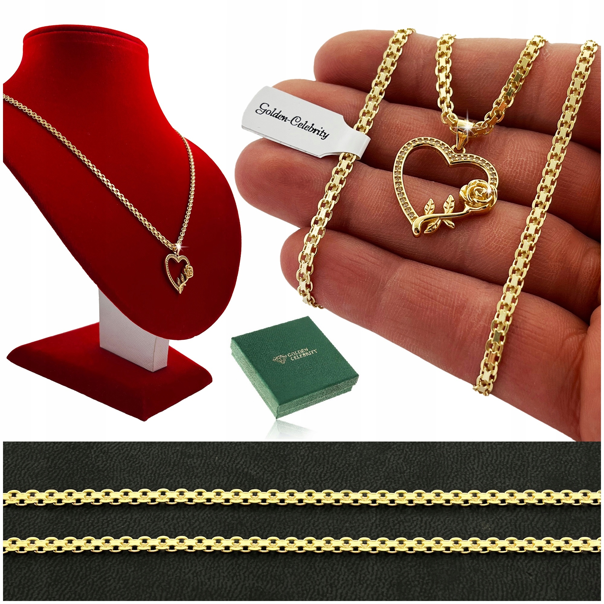 Zlatý Řetízek Bismark Srdce S Růží Stříbro 925 Dárek Pro Dceru