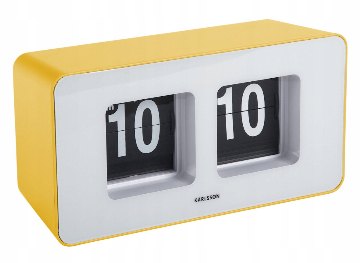 Žluté Klapkové Stolní Nástěnné Hodiny Karlsson KA6042BY 18x9,5