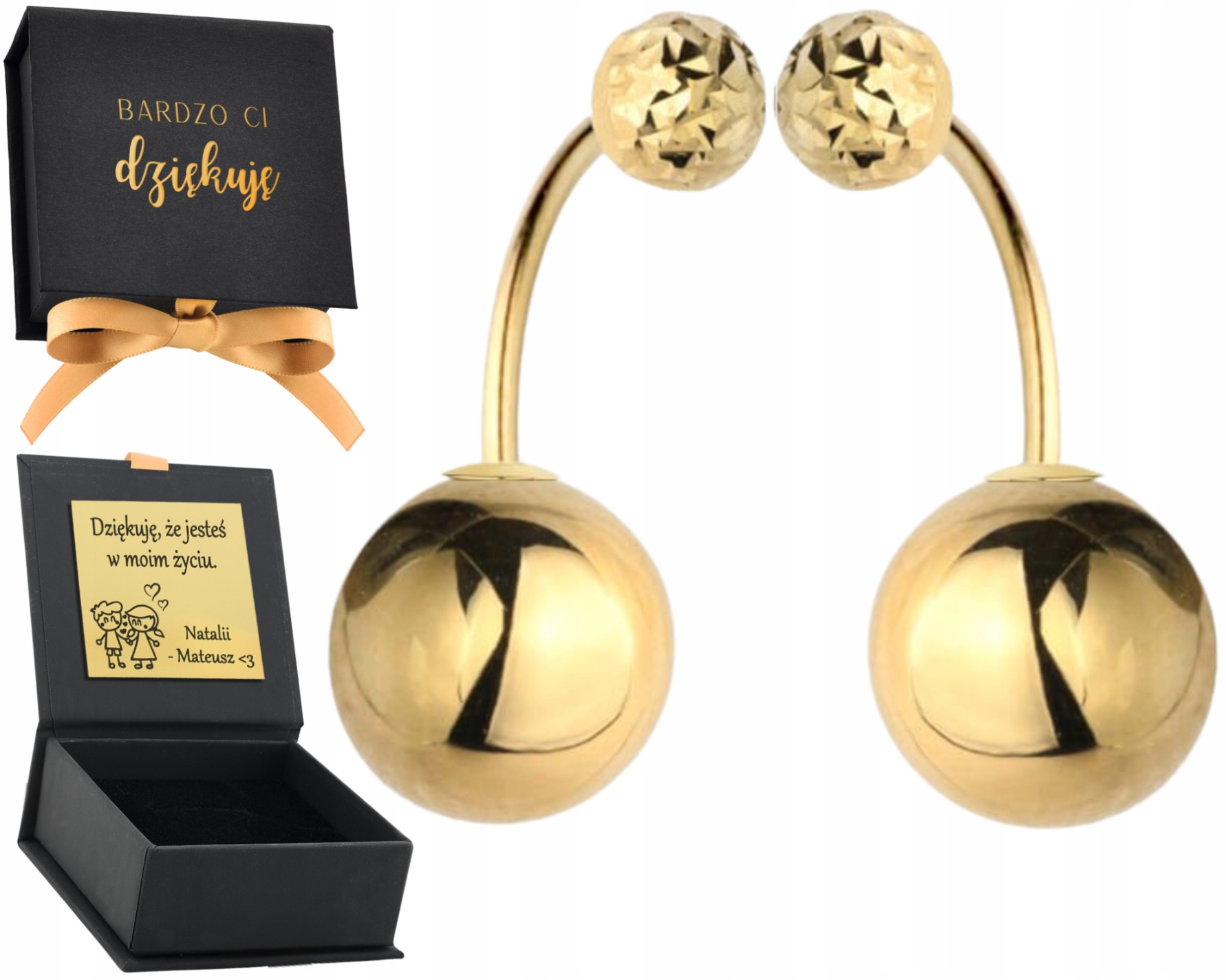 Zlaté Náušnice Dioro S Jednou Diamantovou A Hladkou Kuličkou, Dárek 585