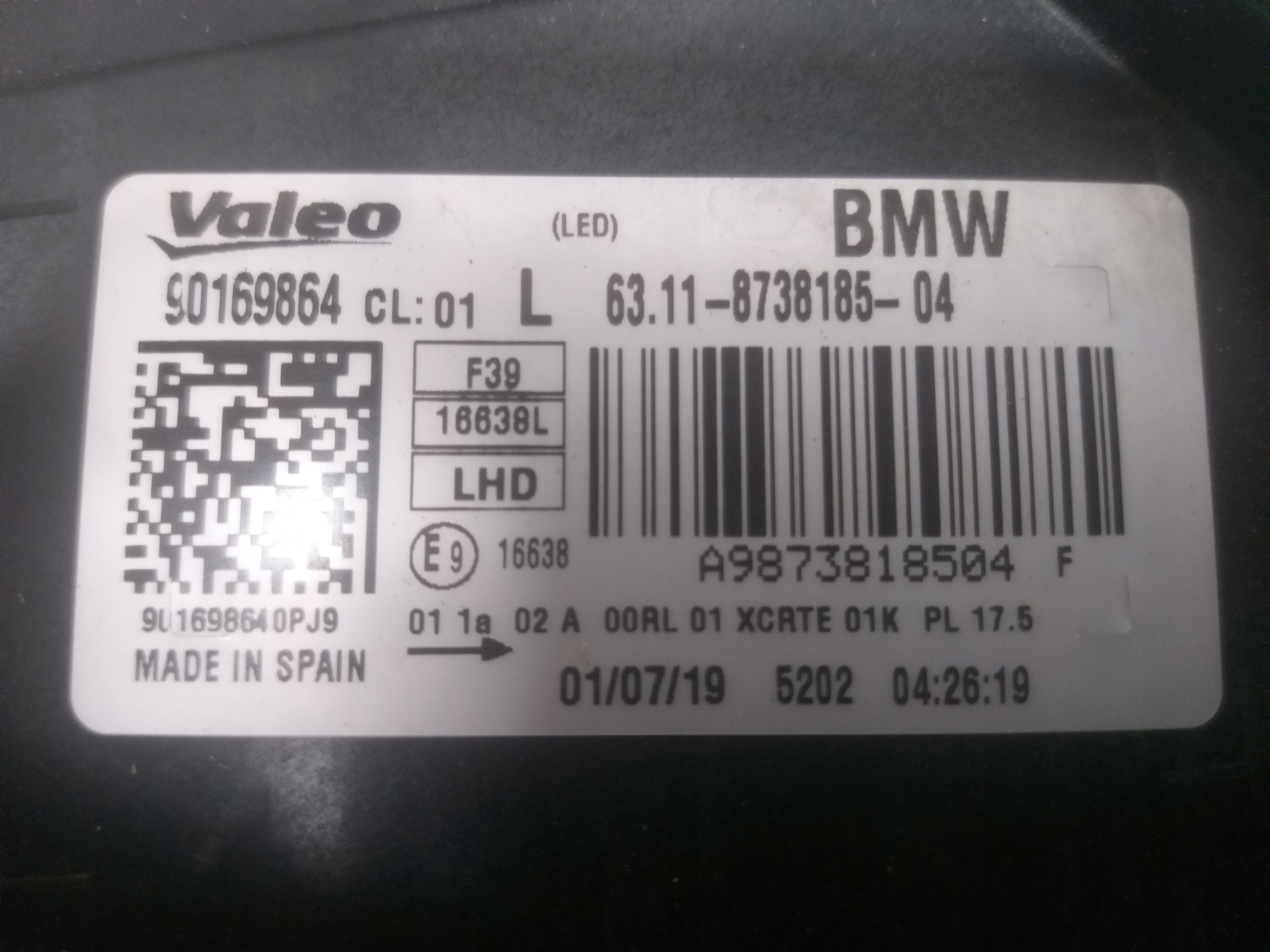 light front left BMW X2 F39 FULL LED 6311 8738185-04
