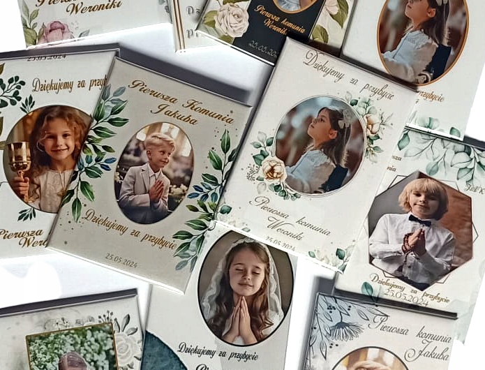 Magnes KOMUNIA na lodówkę PODZIĘKOWANIA dla gości ze zdjęciem KM_032 Marka inna