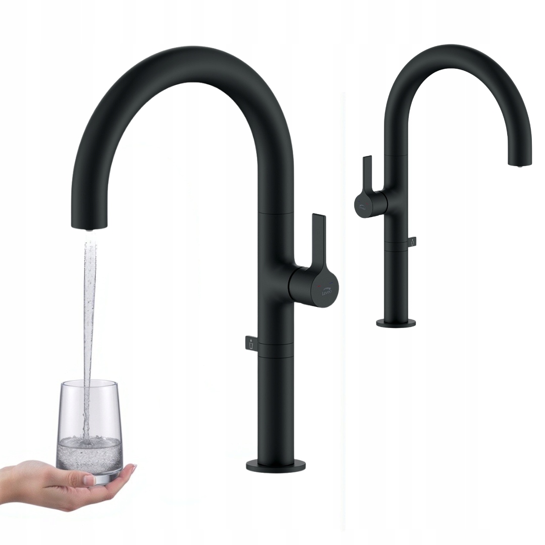 Vysoká Kuchyňská Baterie S Připojením Na Filtrovanou Vodu, Černá Laveo
