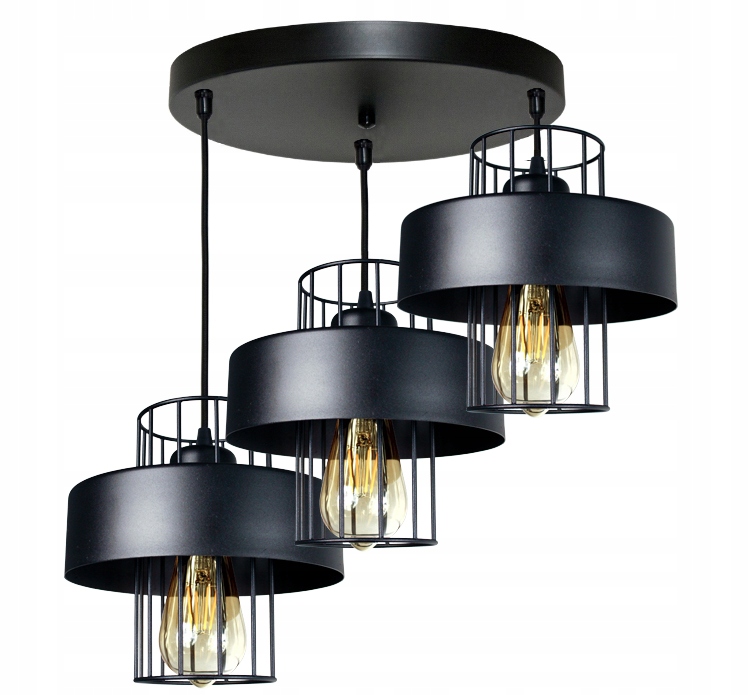 

Lampa Wisząca Żyrandol Plafon Czarny Loft Sufitowa