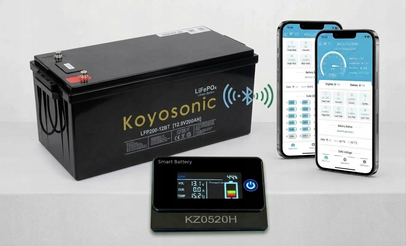 Koyosonic Akumulator LFP200-12 LIFEPO4 200Ah 12V Bms, Bluetooth, aplikacja