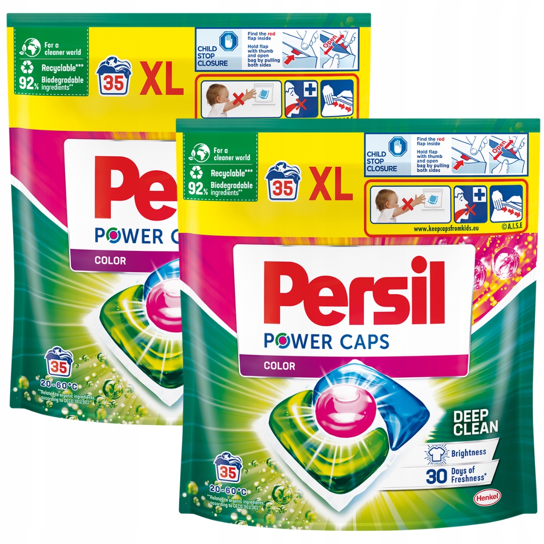 Levně Persil Power Caps Kapsle na praní barvy Sada 70 ks