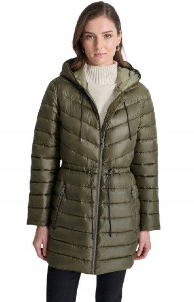Dkny Zimní Bunda Khaki S Prošíváním A Kapucí S Kwo