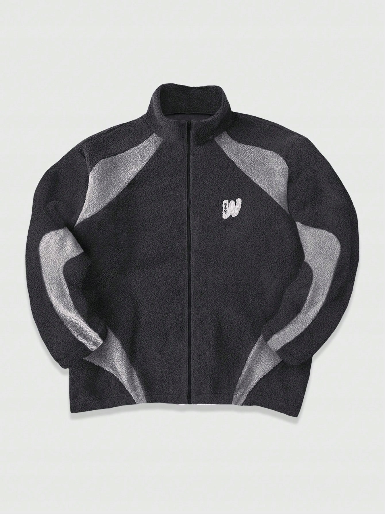 Pánská Bunda Teddy Fleecová Oversize Mikina Šedá Casual Romwe XXL