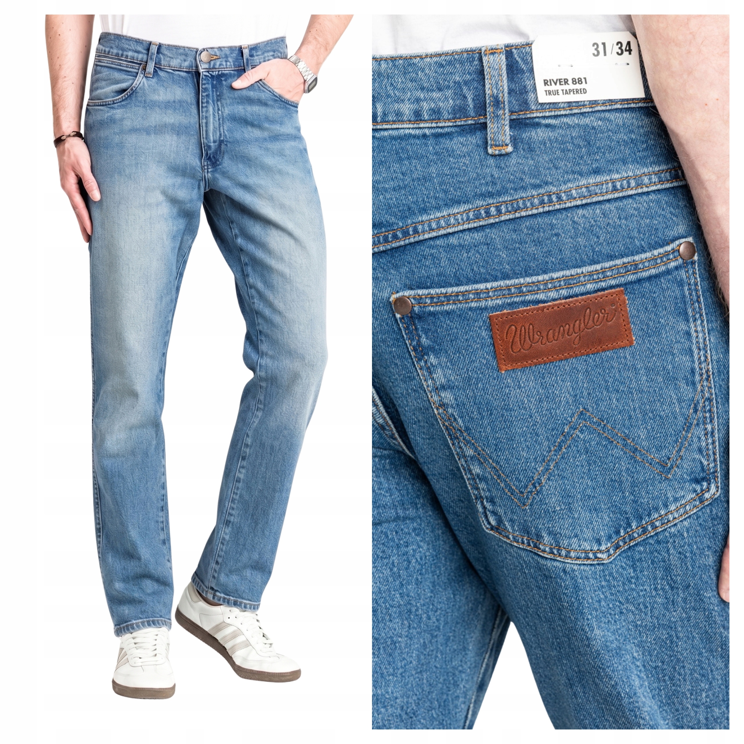 Pánské kalhoty Wrangler River Regular Fit Džíny Chante W31 L34 modré