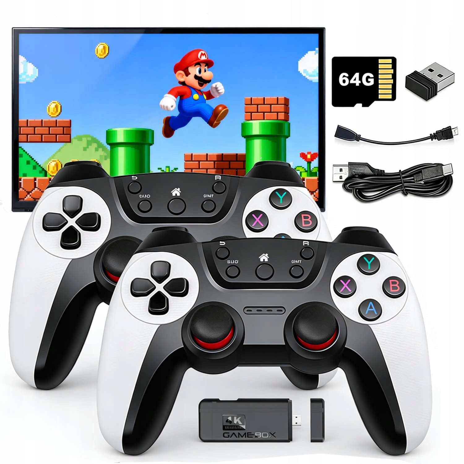 Konsola Retro Tv 4K 2 Pady Bezprzewodowe Gra Telewizyjna 30000 Gier 64GB