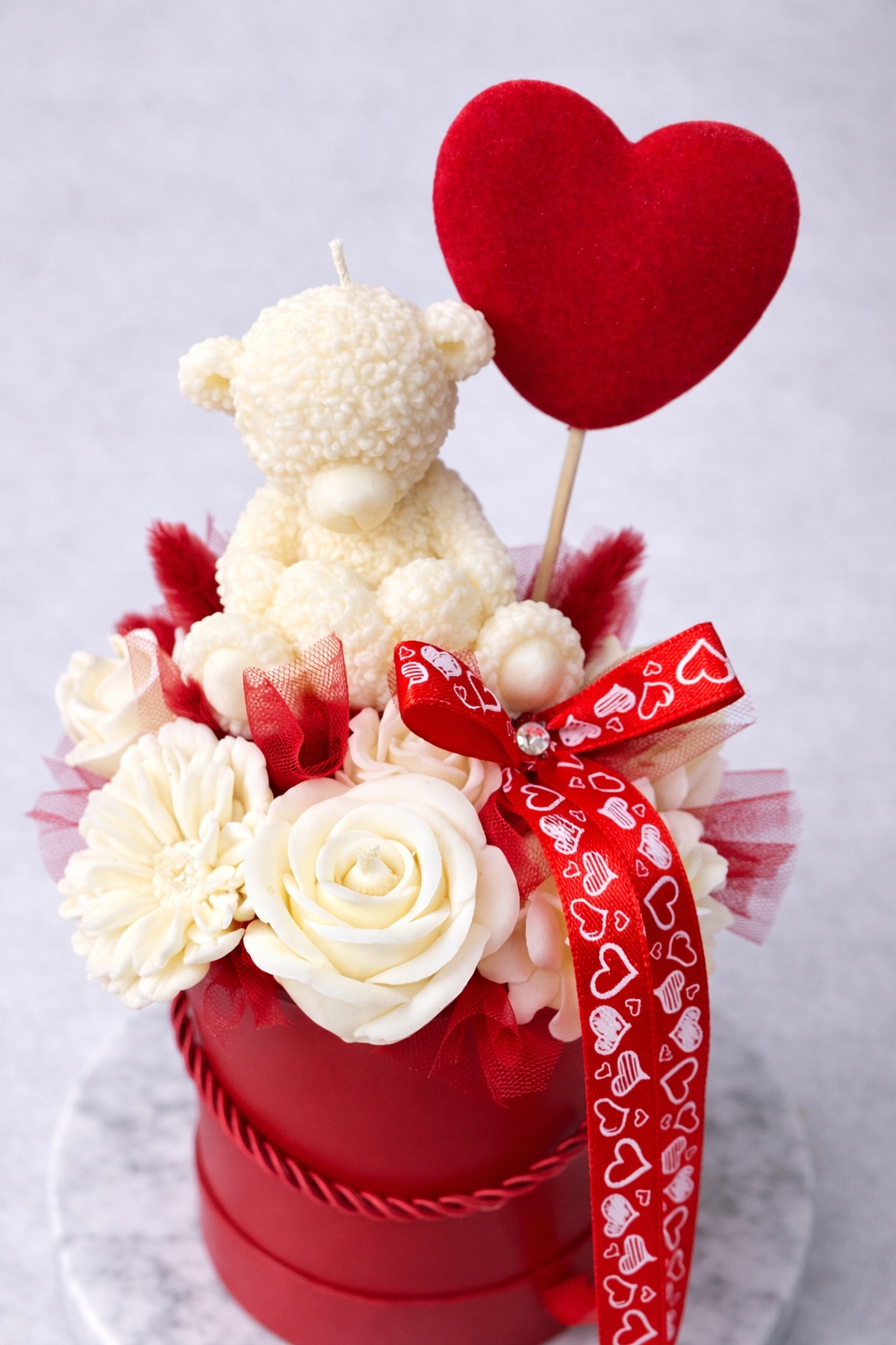 Dárek k Valentýnu Den žen Narozeniny Jmeniny Kytice ze svíček