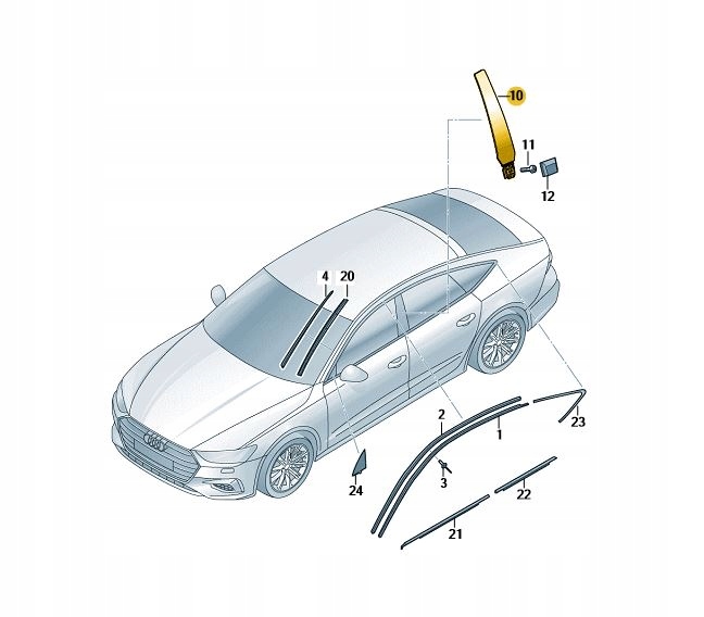 NAKŁADKA DRZWI SŁUPKA B CZARNA LEWA AUDI A7 C8