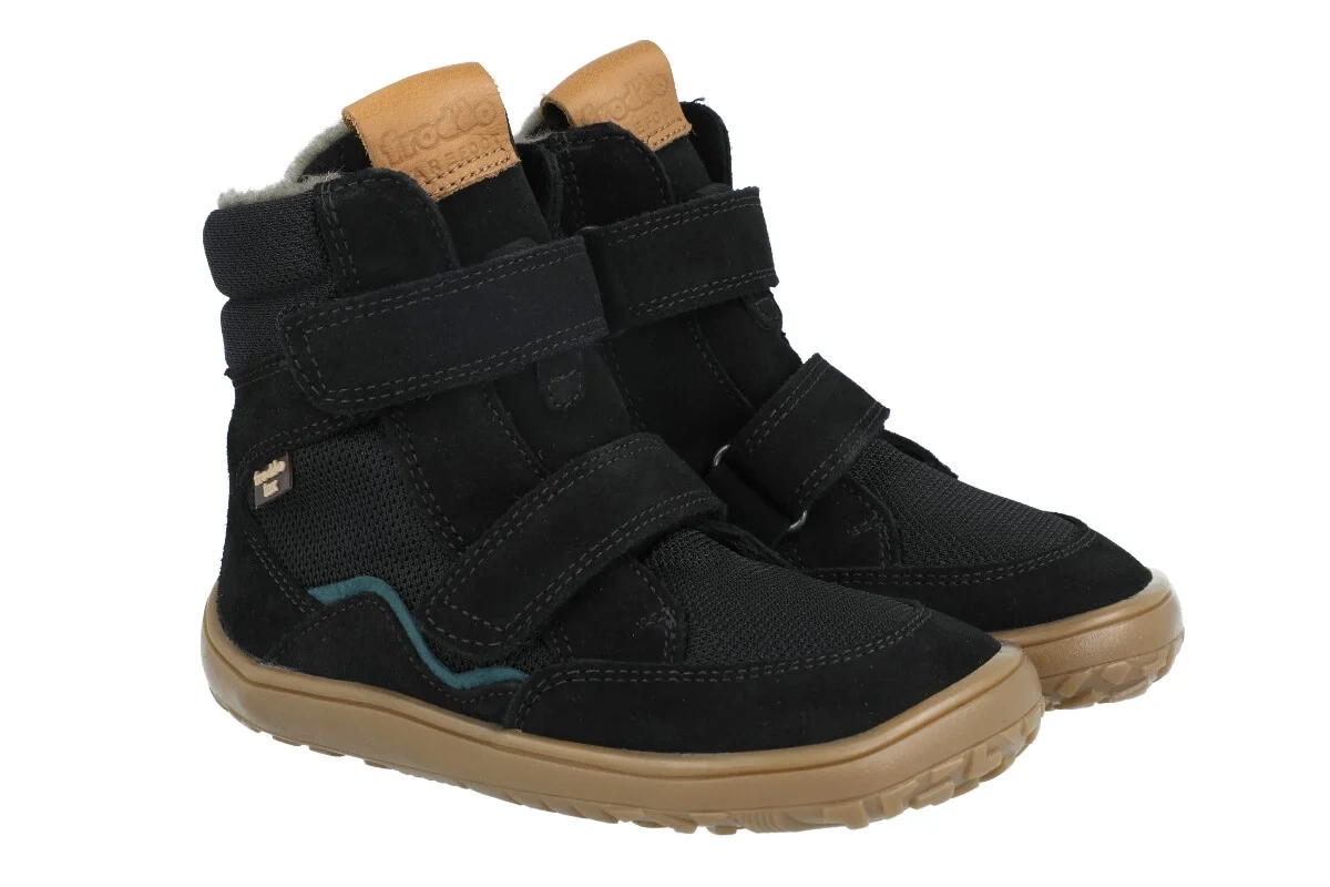 Trzewiki Froddo G3160247-16 membrana zimowe barefoot na rzep czarne R23