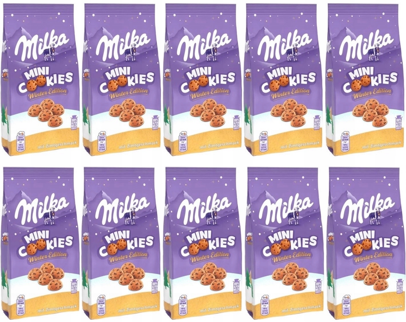 Levně 10 x Milka Mini Cookies Winter Edition Skořice Čokoláda 250 g z Německa