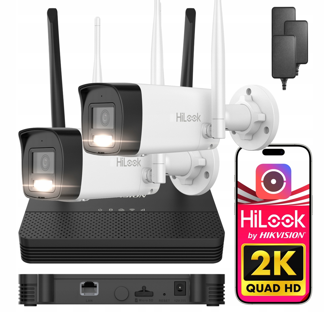Zestaw Kamer Bezprzewodowych WiFi 4MP HiLook by Hikvision WIFIKIT-B4-4CH