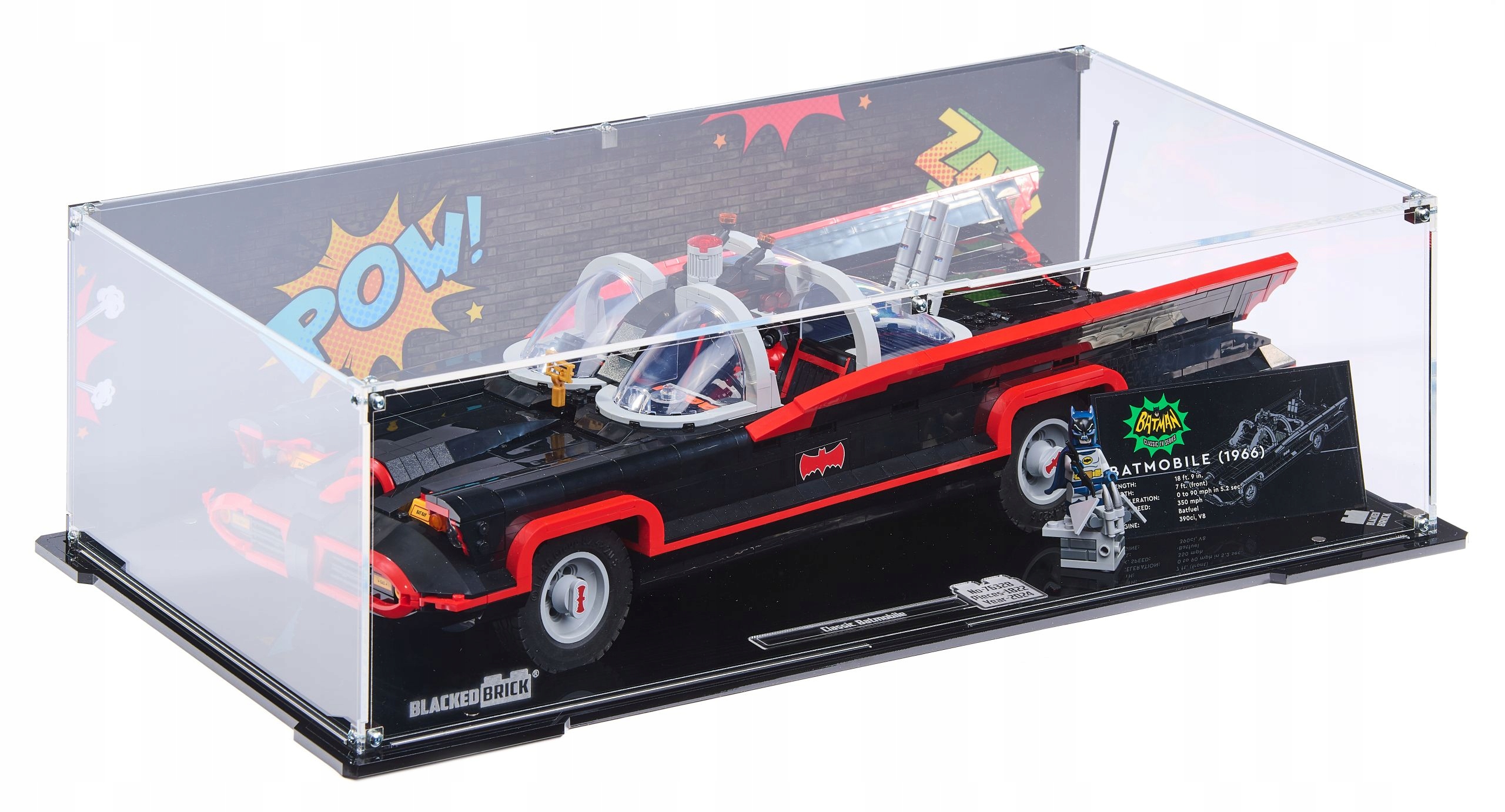 Vitrína s pozadím Blacked Brick pre Lego 76328 DC Heroes Batman Batmobil