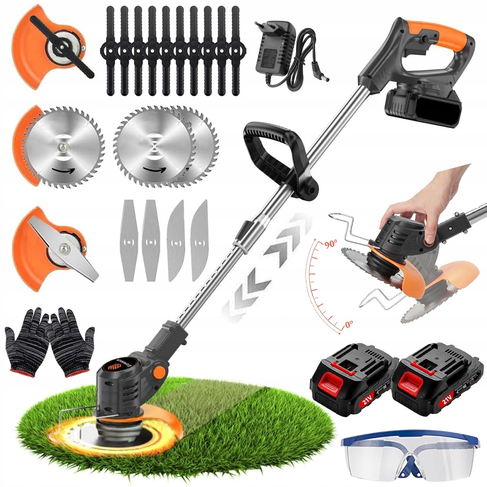 Akumulatorowa Podkaszarka Kosa Ogrodowa Wykaszarka Trawy Zestaw 800W 2x Aku