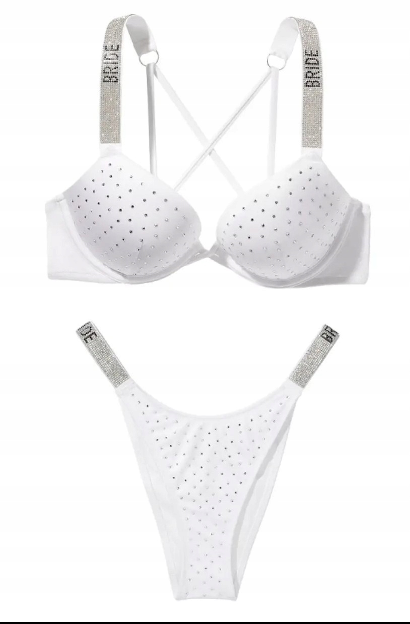 Plavky pro nevěstu Victoria's Secret 2x push-up zirkony 75C/M