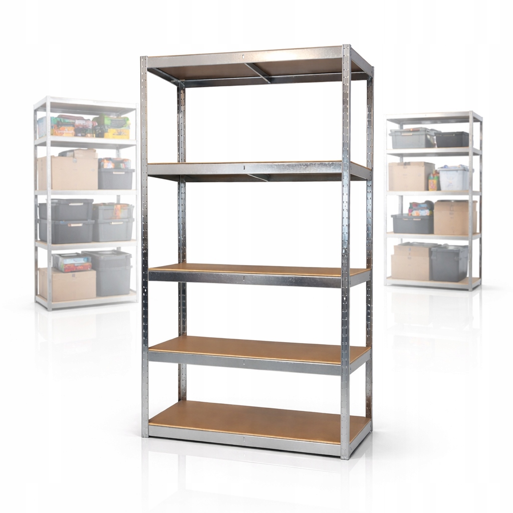 АРМИРОВАННЫЙ МЕТАЛЛИЧЕСКИЙ СТЕЛЛАЖ ДЛЯ ГАРАЖА, ПОДВАЛА ДОМА, 5 ПОЛОК, 875КГ