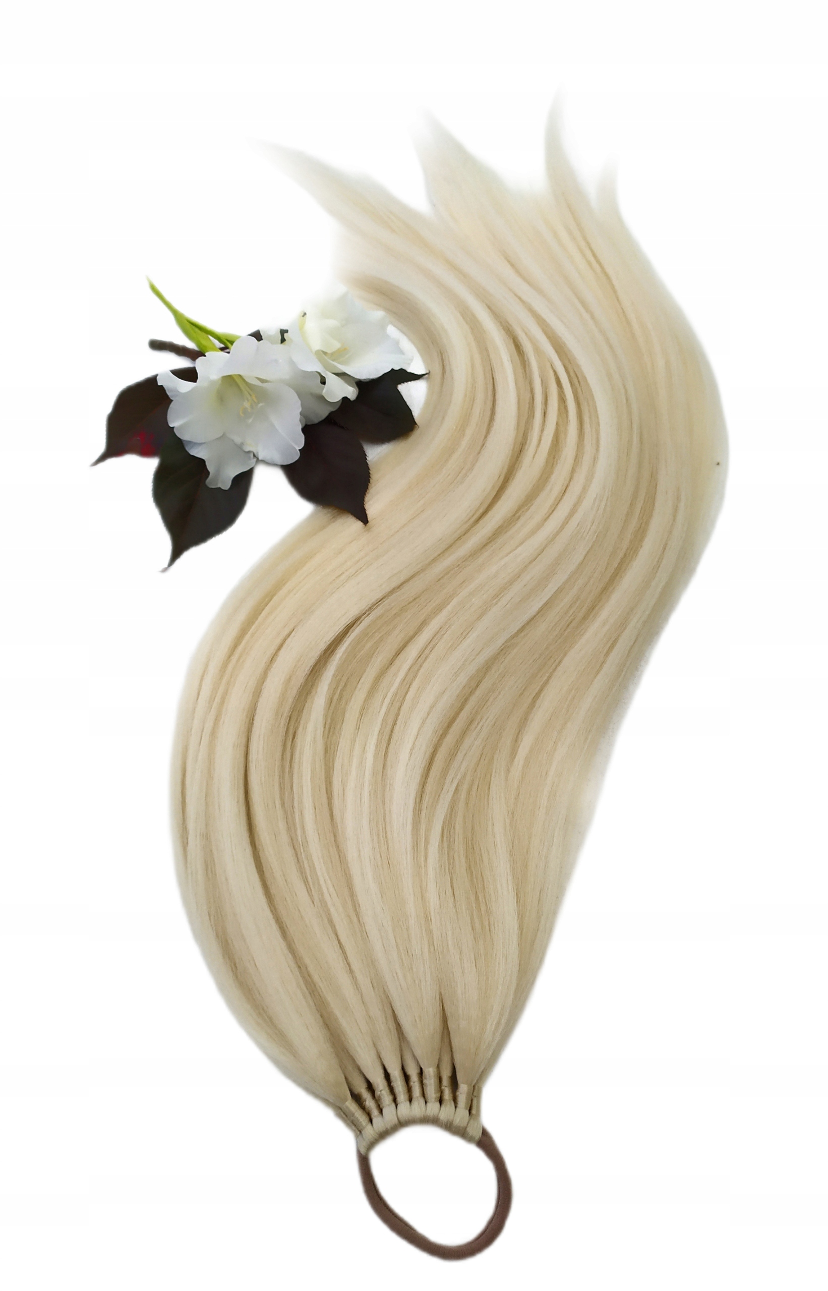 Připínací poník na gumičce, Příčesek, světle blond, Světlá Blondýnka, 70 cm