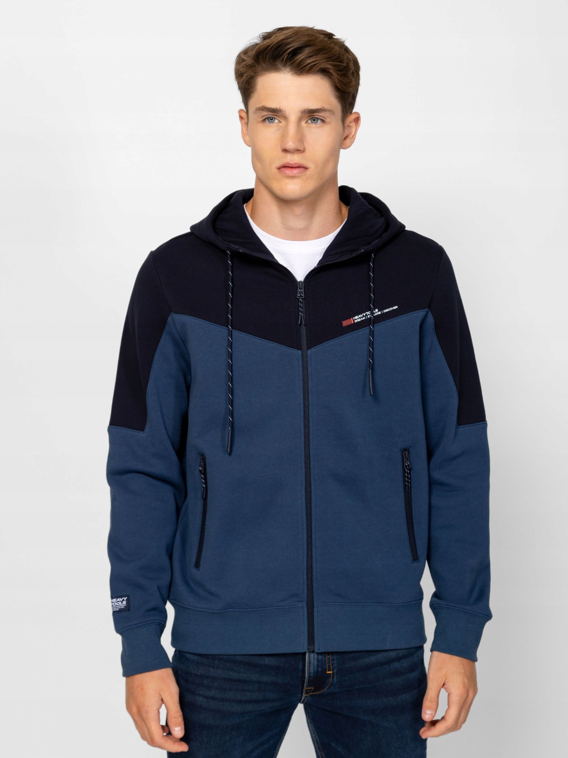 Mikina S Kapucí Rozepínací Heavy Tools Sarda v barvě Atlantic Navy s kapucí
